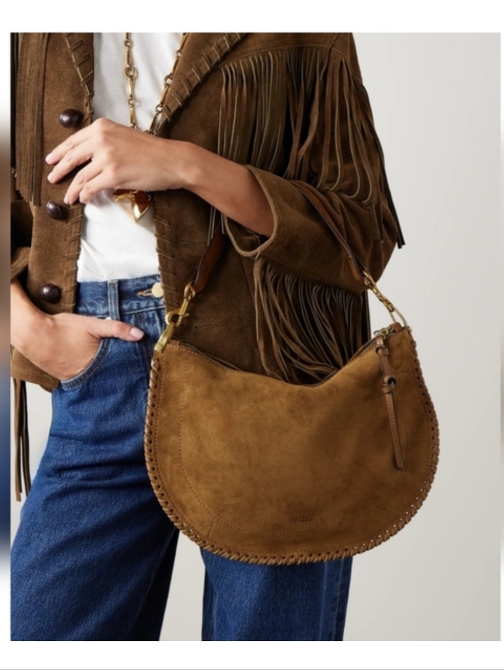 Isabel Marant Leather Brown Bag Elegant Tan Crossbody Purse - Picture 9 of 16